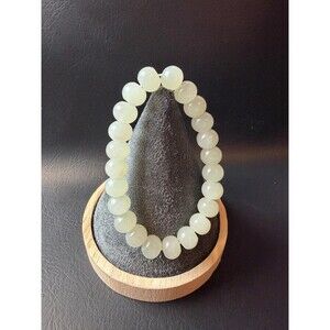 Icy White Jade Abacus Bead Bracelet Untreated Nephrite Certified Jade Handmade